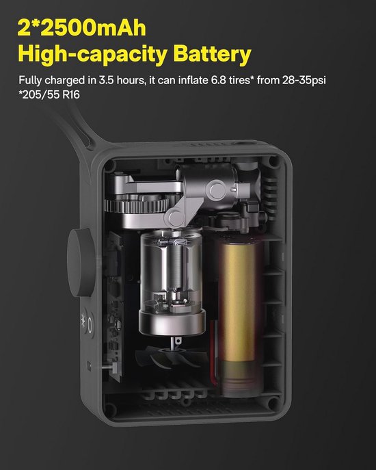 Elektrische Bandenpomp 2500mAh — afbeelding 4