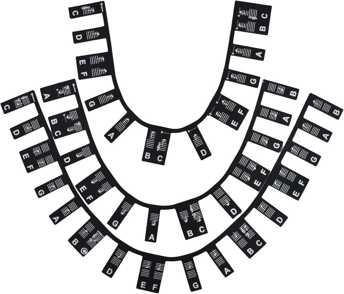 Pianotoets Labels - Muzieknoten Gids - Beginners Leren - Verwijderbaar Siliconen - 88 Toetsen - Zwart