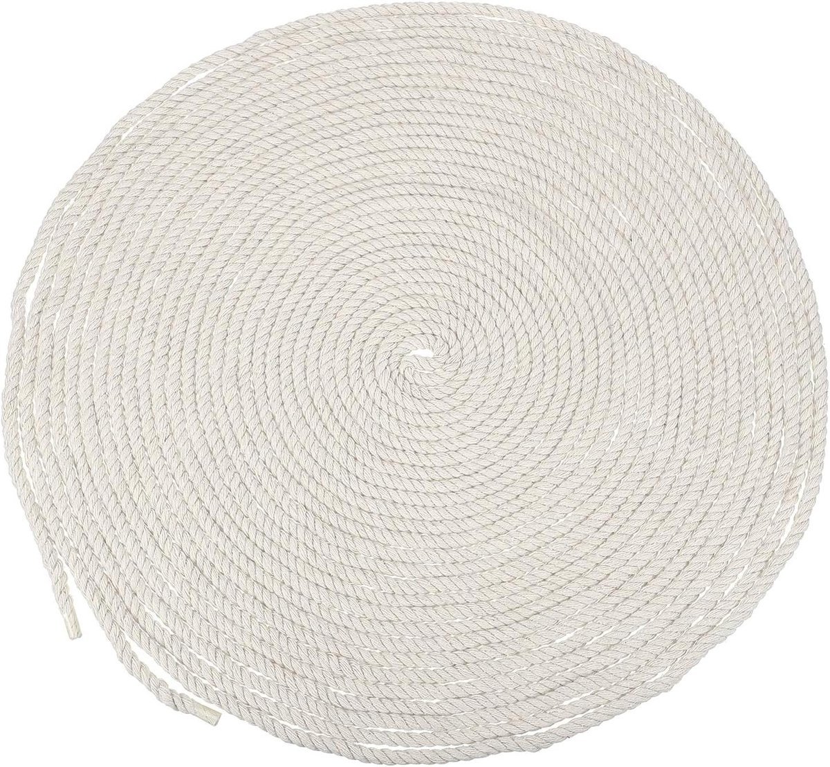 Allecta - Wit Katoenen Touw 6 mm x 66 Voet voor Buiten - Macramé Touw Wandbehang Plantenhanger - Dikke Waslijn met 3 Strengen