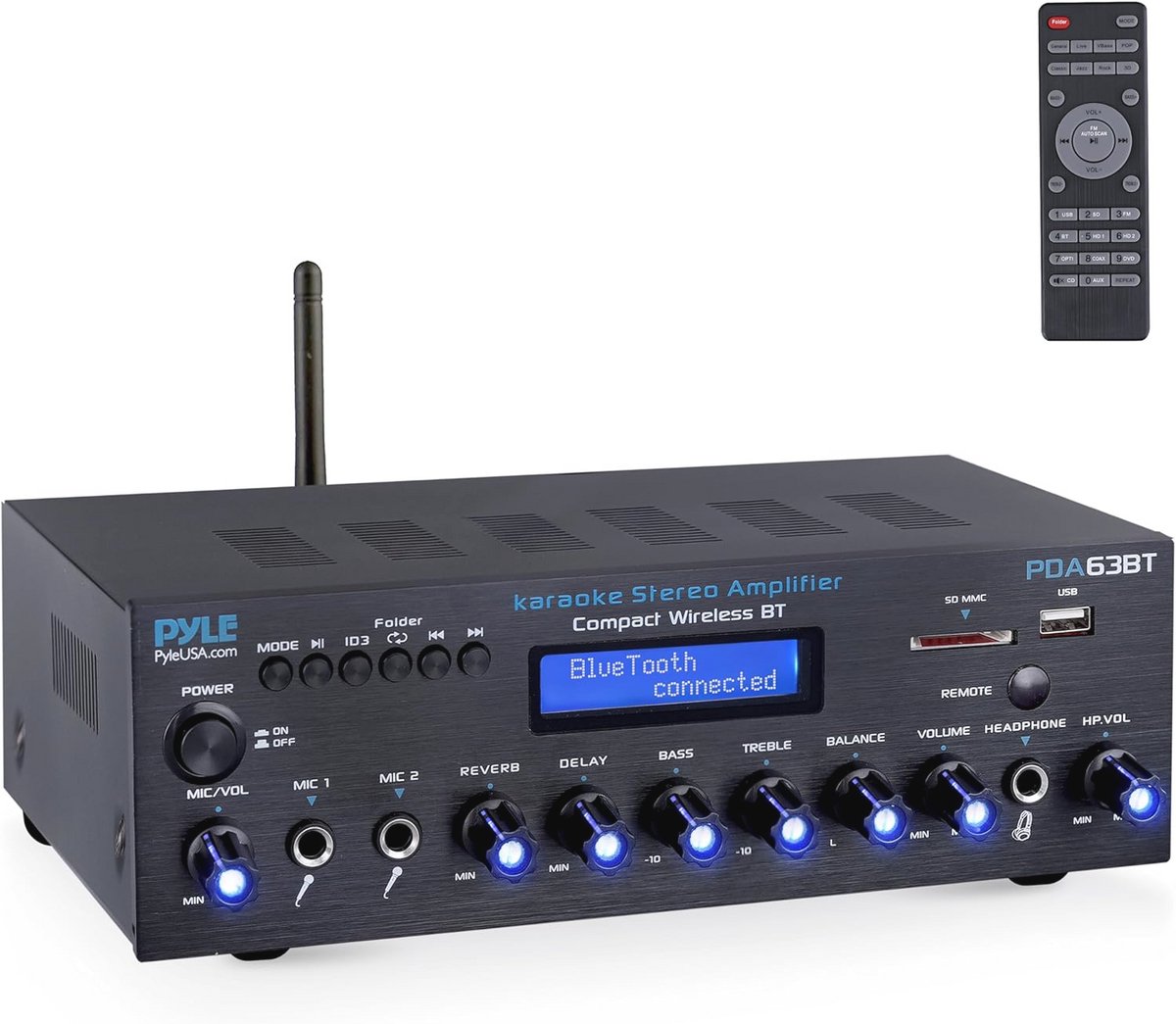 Draadloze BT Stereo Versterker met 200 Watt Vermogen en Multi-Channel Audio Ontvanger
