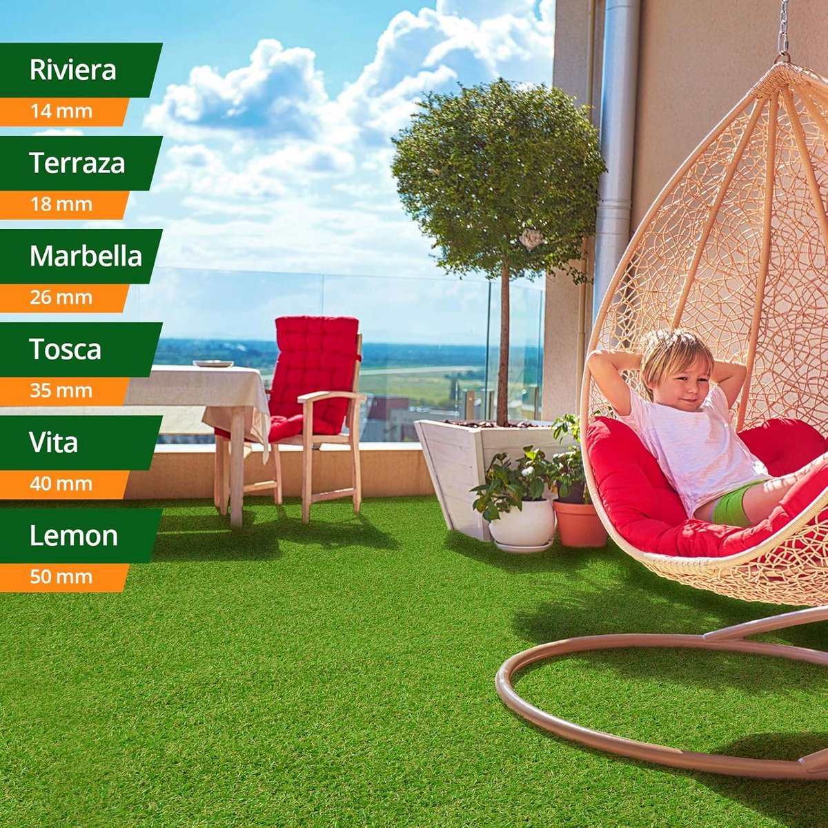 Kunstgrastapijt voor Balkon, Terras en Tuin - UV-bestendig en Onderhoudsvriendelijk 100 x 400 cm
