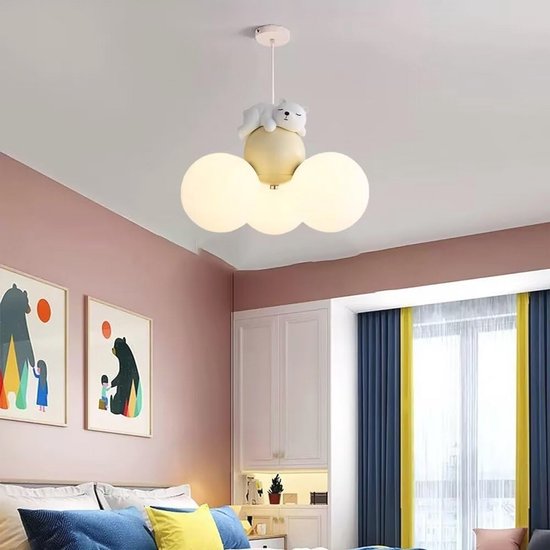 Schattige slapende beer plafondlamp met maan en sterren voor kinderkamer en slaapkamer van Merkloos — afbeelding 3