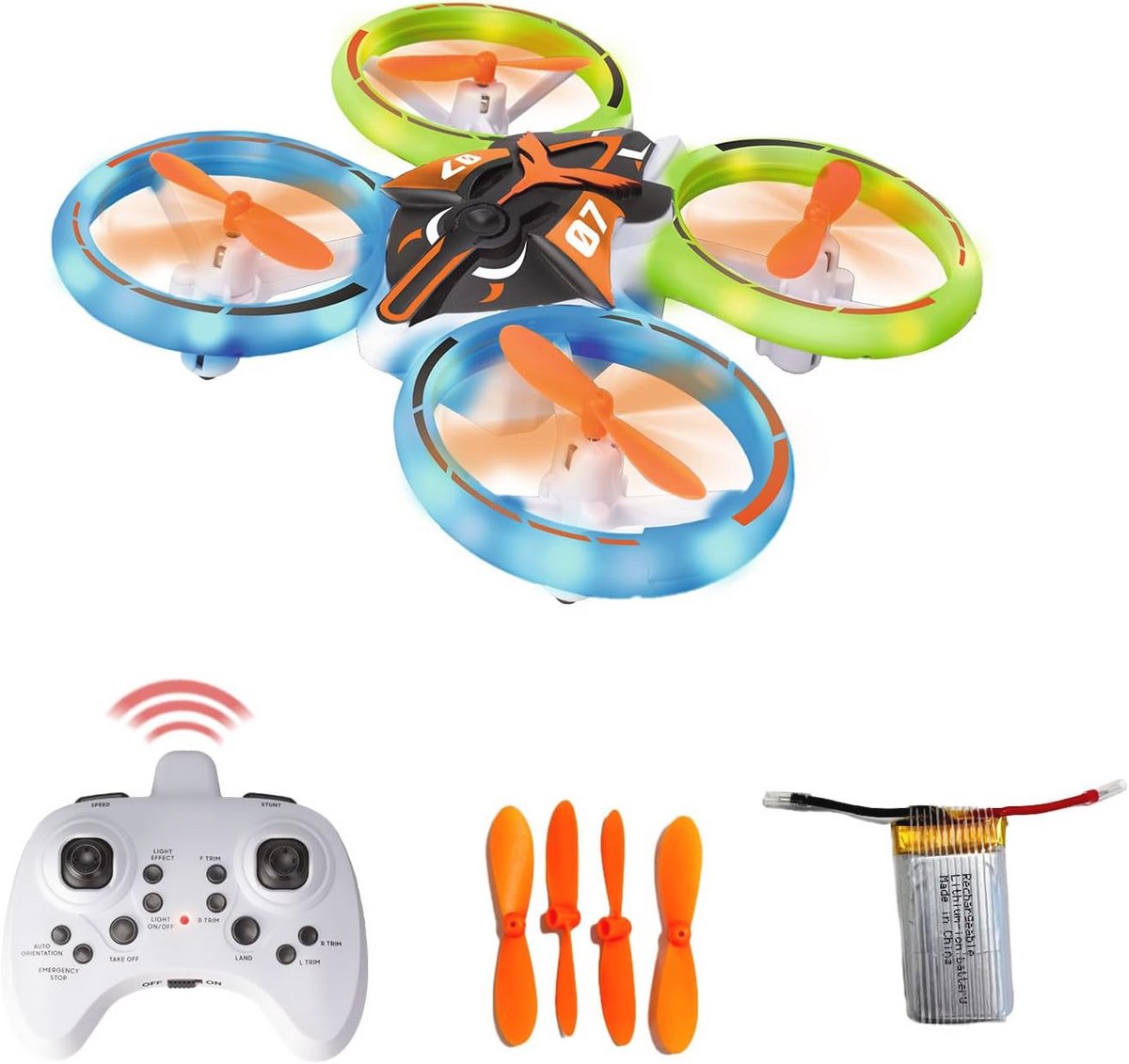 Mini Drone voor Kinderen vanaf 14 Jaar - Neon LED Drone met 360° Rotaties
