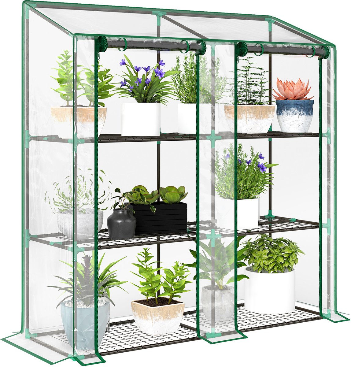 Outsunny Greenhouse-Staal, Kunststof-143L x 46B x 141/151H cm-Transparant