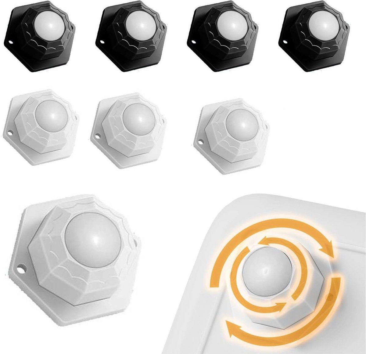 8 stuks zware belasting meubelwielen - kogelrollen zelfklevend - universele 360 graden bewegende wielen - meubelwielen van ABS-materiaal