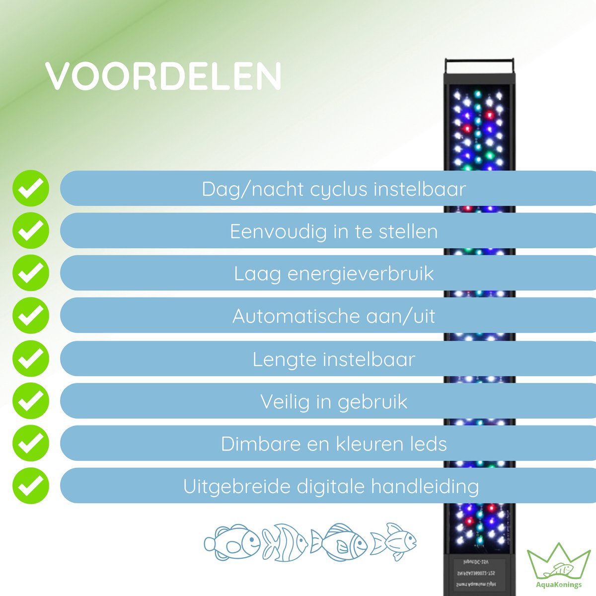 AquaKonings LED aquariumlamp 90-105 cm, dimbaar met timer thumbnail 2