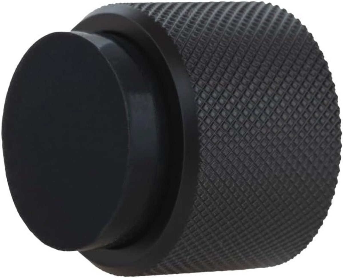 Onderdeurstopper met Diamantstructuur | Wandstopper | Ø28x28mm | Zwart Gelakt RVS