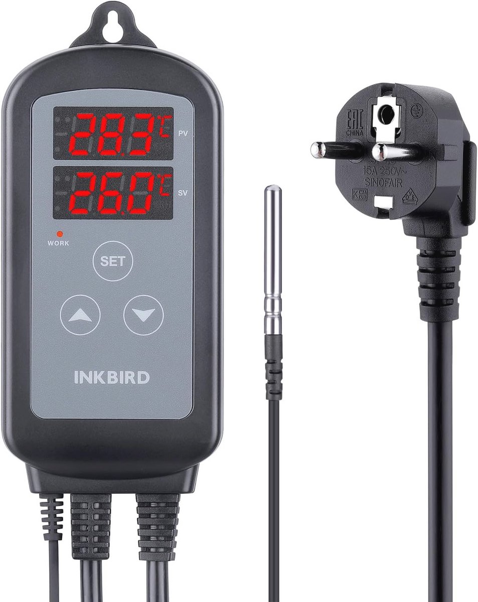 Digitale Temperatuurregelaar met Twee Verwarmingsverbindingen voor Terrarium en Kas