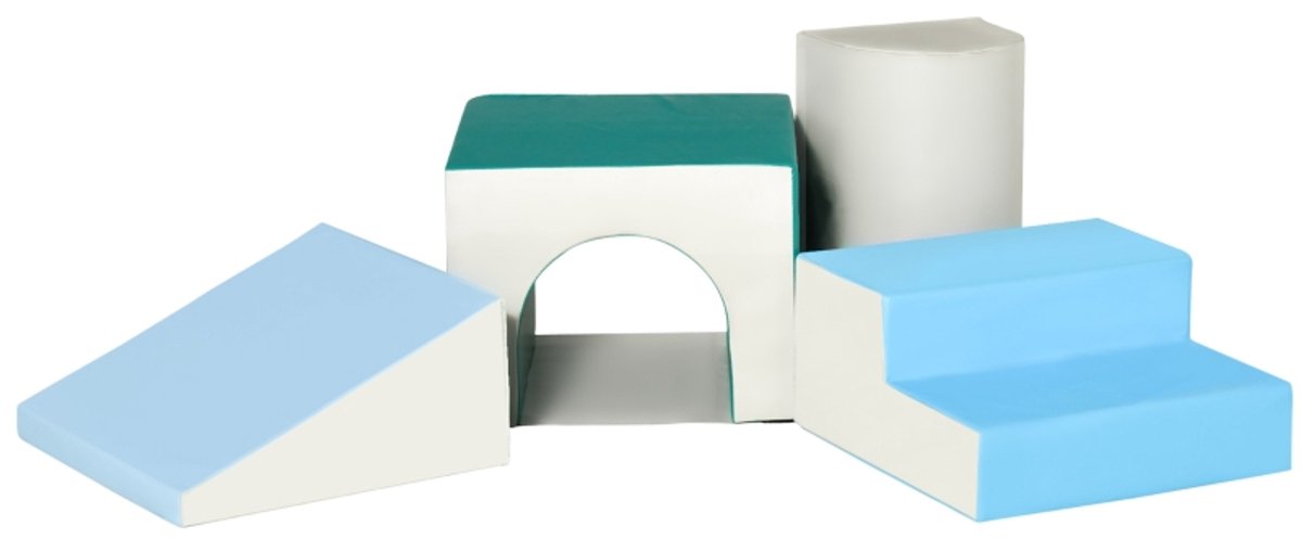 Baustein set 4er-Set Schaumstoff Baustein einfache Reinigung weiche Füllung Schaumstoffblöcke voor 1-3 Jahre Kinder EPE Hellgrau+Blau+Grün 150 x 50 x 39 cm Op locatie