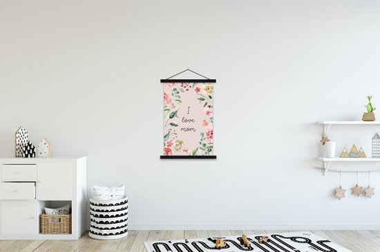 Porte-affiche avec affiche - Affiche scolaire - Dictons - Maman - J'aime maman - Citations - 60x90 cm - Lattes noires