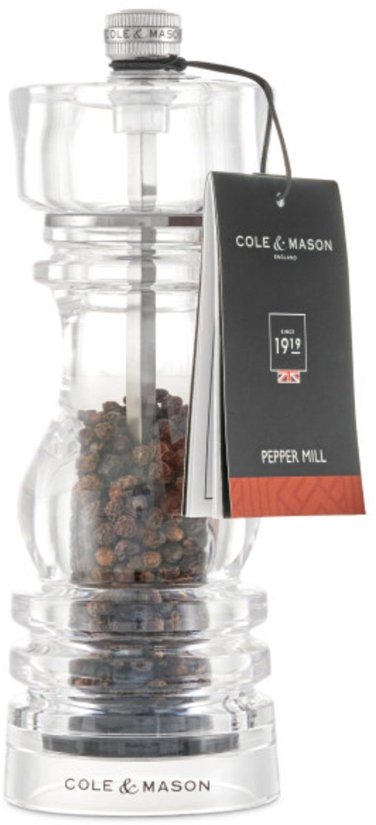 Cole & Mason London Pepermolen – 18 cm – Transparant Acryl – Precision Maalwerk