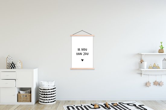 Porte-affiche avec affiche - Affiche scolaire - Citations - Je t'aime - Proverbes - 60x90 cm - Lattes vierges