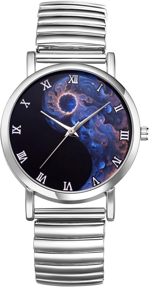 Elegant Paar Horloge met Elastische Band en Romeinse Cijfers