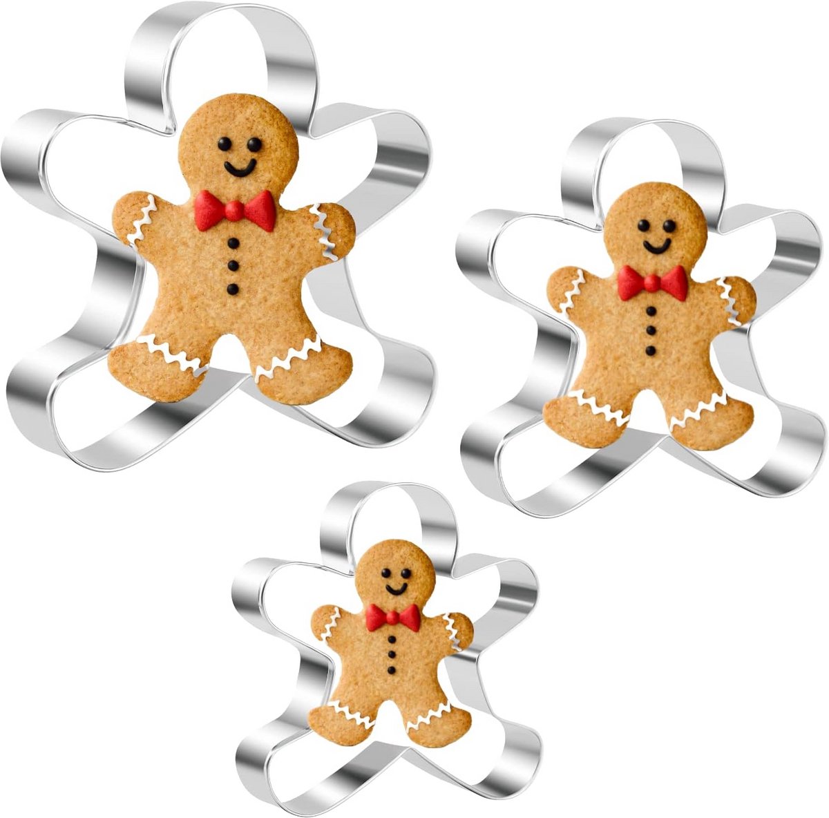 Peperkoek Man Cookie Cutters Set - 3 stuks Roestvrij Staal Bakvormen