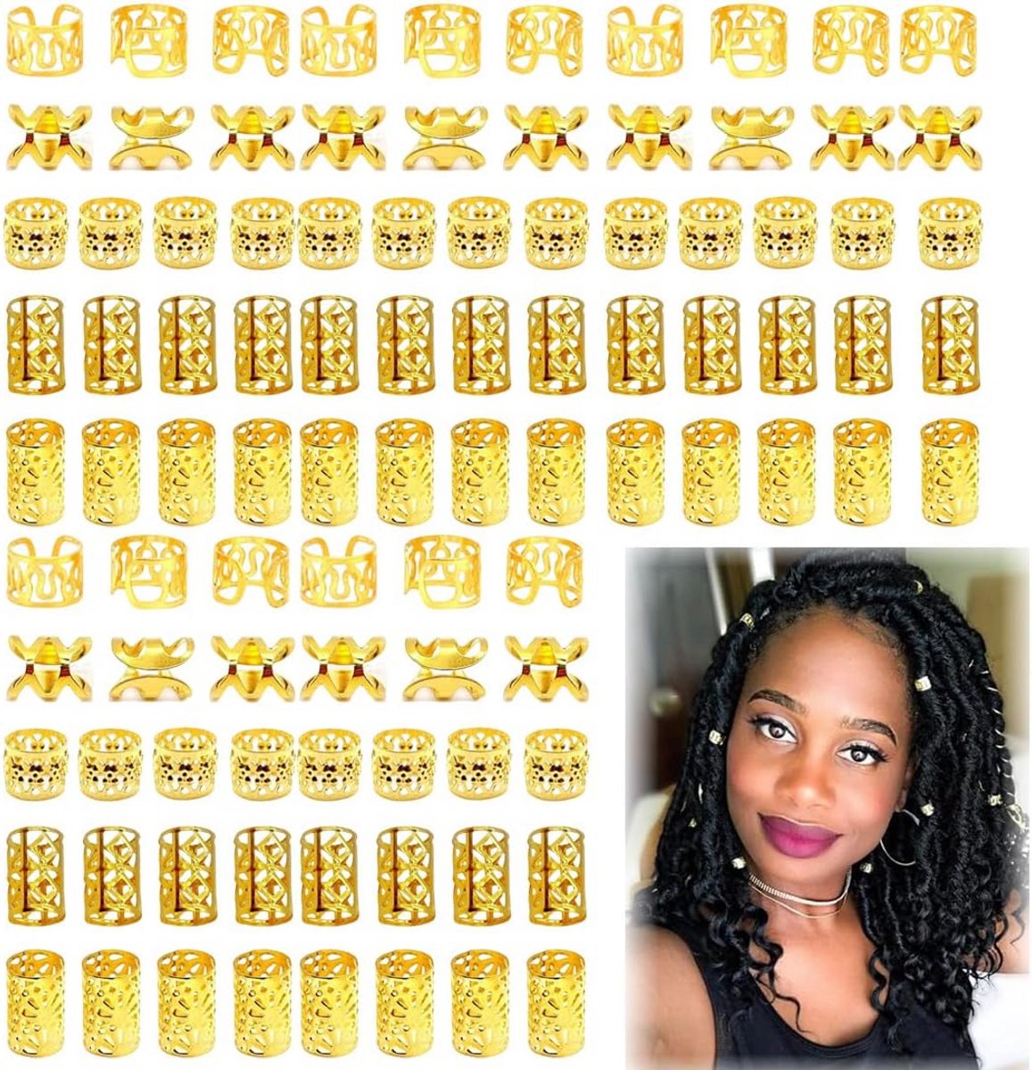 100 Gouden Haaraccessoires voor Vlechten, Dreadlocks en Haarstyling