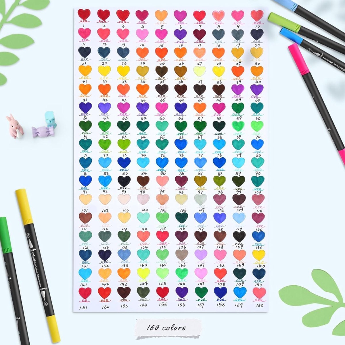 Aquamarkers - 160 Kleuren - Dubbelzijdige Kunstmarkers - Penseel- En Finelinerpennen Voor Kleurboeken Voor Volwassenen - Tekenen - Kalligrafie - Schetsen En Dagboek Schrijven - Met Opbergtas