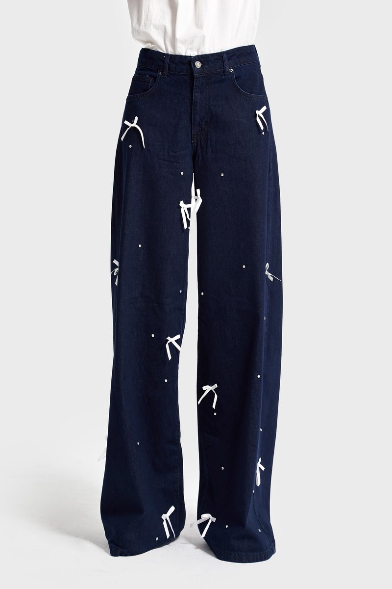 It's Basic - Palazzo Mid Rise Jeans - Deep Sea