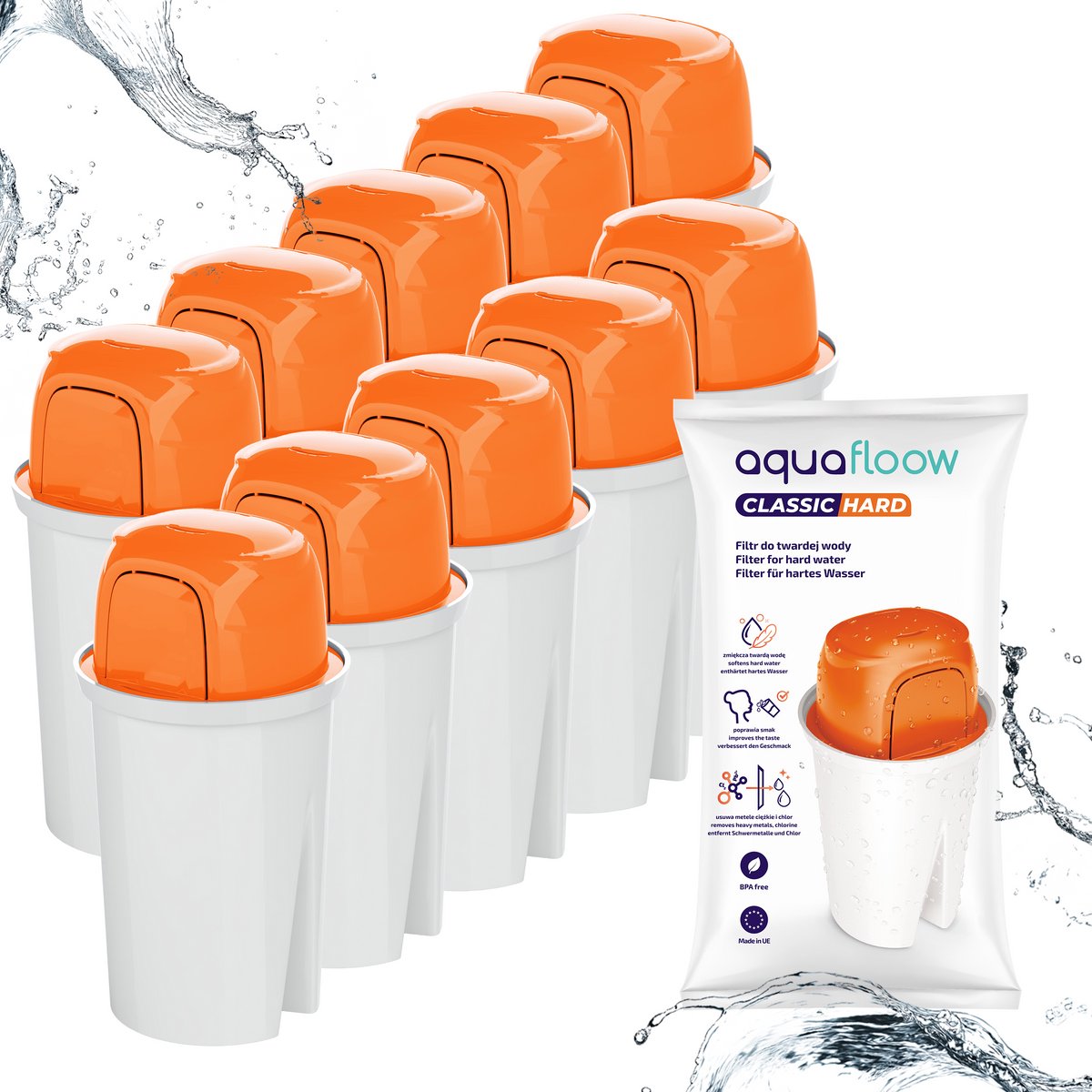 AquaFloow 10x Waterfilter voor Brita Classic Waterkan – Geschikt voor Hard Water – Vervangt Brita Classic Filters