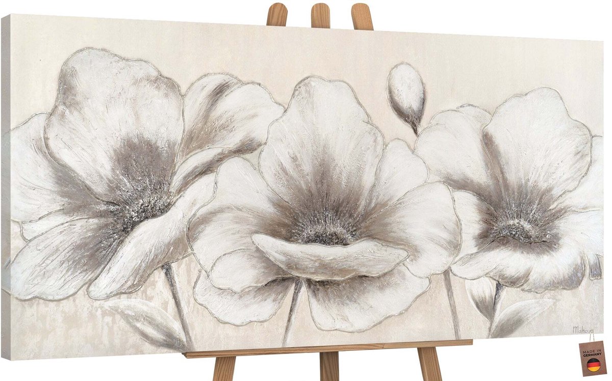 YS Schilderij Canvas schilderij groot handgeschilderd bloemen II botanisch kleurrijk Ð YS-Art Gallery Ð Luxe wanddecoratie voor woonkamer Ð Modern schilderij voor slaapkamer en hal Without Floater Frame 160x80