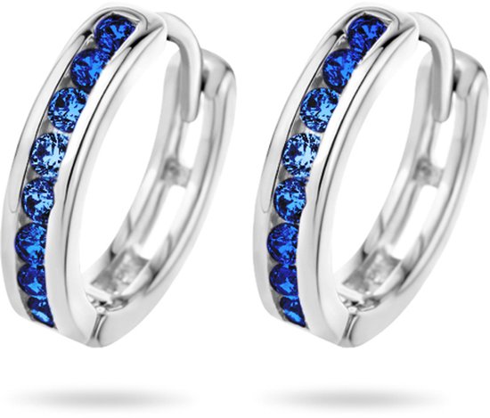 GLAMS - Boucles d'oreille à clapet Synth. Saphir - Argent