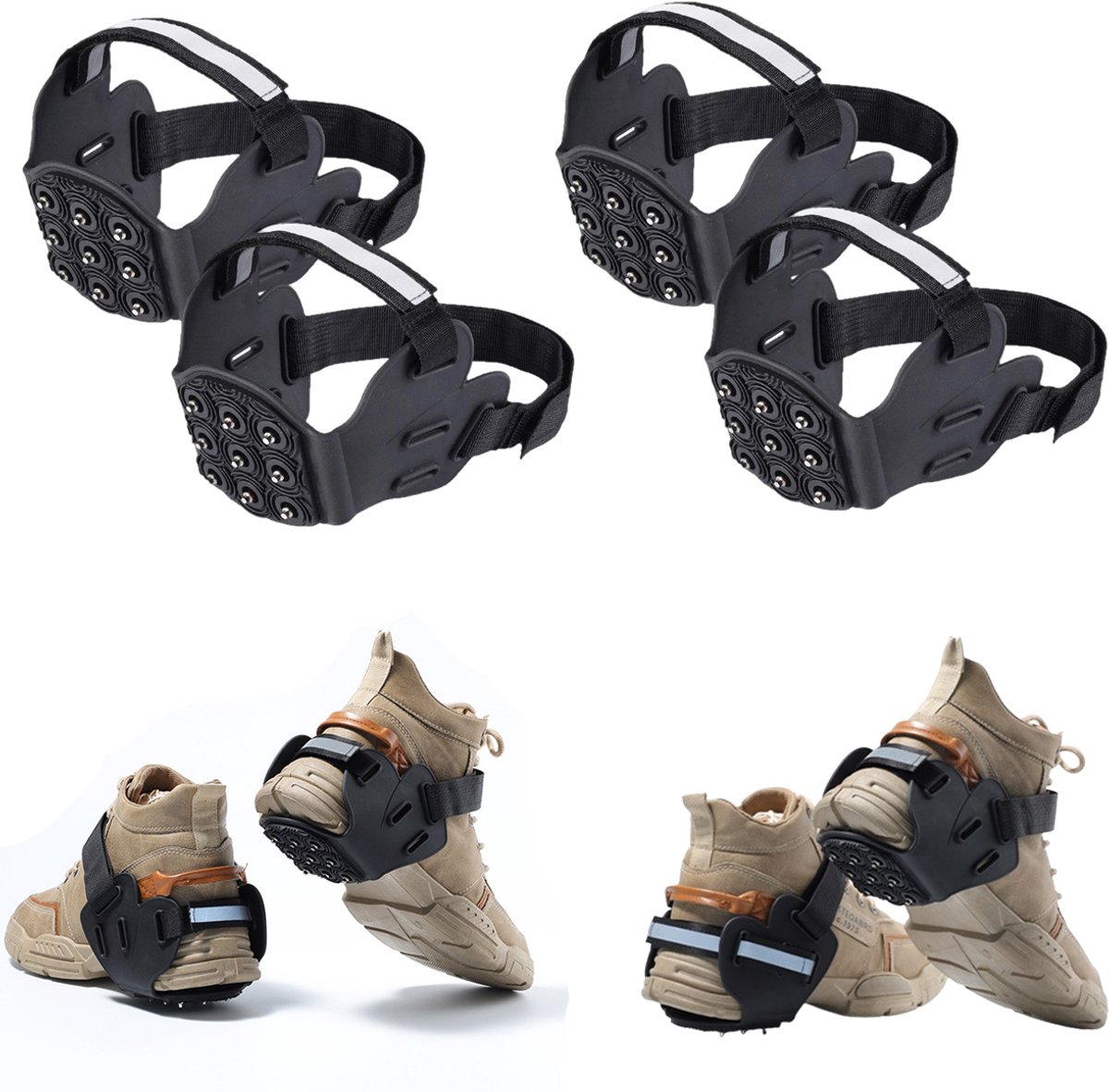 2 Schoenovertrekken IJsstijgijzers – Sneeuwijzers antislip sneeuwgrip 9 nagels outdoor stijgijzers interactief robuust veilig lichtgewicht gemakkelijk te dragen beste winterschoenaccessoire responsief voor de Cyslmuk® 1 Paar 41~44