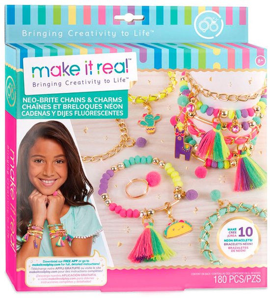 Make it Real - Neon Armbanden met Bedeltjes maken - Maak 10 armbanden en een ring