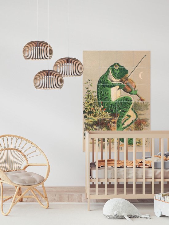 IXXI Frog playing violin, Aster Edition - 60 x 80 cm - Gratis ophangtool - Grote wanddecoratie en posters - Vintage, Kleurrijk, Speels, Illustraties