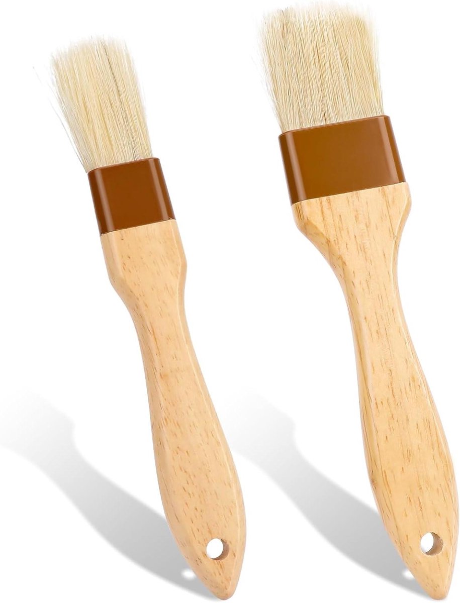 Bakborstelset van natuurlijke borstels voor BBQ en keuken - 2 stuks