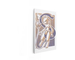 Artaza Canvas Schilderij Mew Pokémon - 20x30 cm - Wanddecoratie Anime - Muurdecoratie Kinderkamer - Schilderijen Op Canvas Jongenskamer