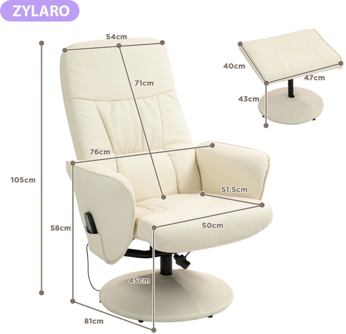 Elektrische Relaxfauteuil Massagestoel met 10 Massagepunten - afbeelding 3