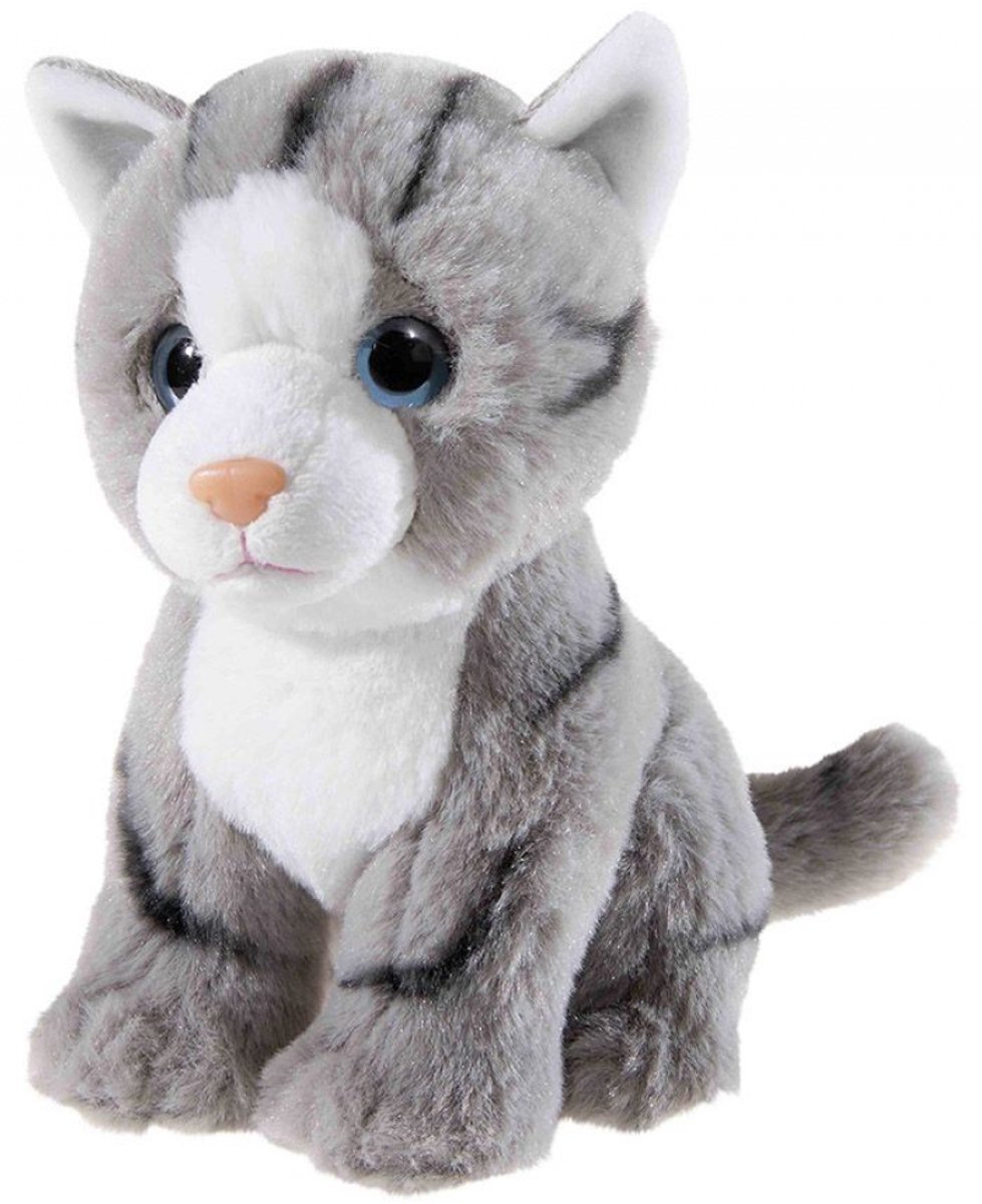 Heunec knuffel kat grijs 22cm speelgoed pluche kat.
