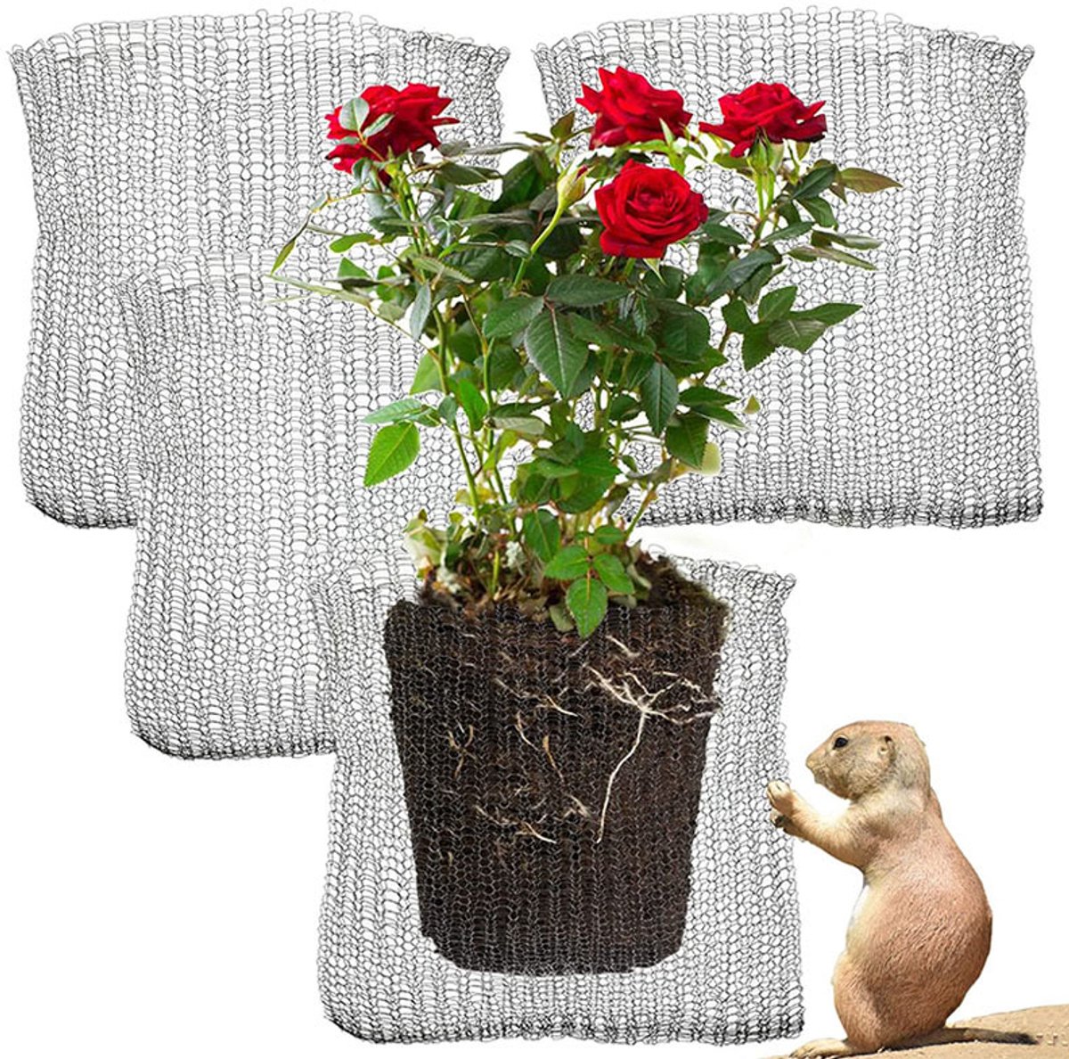 Roestvrijstalen Metaalnetzak - Voor Plantenwortelbescherming - Insectenwerende Netzak - Muizenwerende Net voor Bloemen & Planten - Metaalnetzakje - 12 x 6 Inch