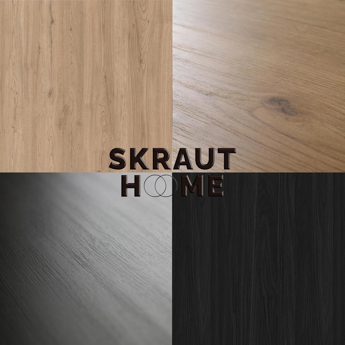 TV-meubel 140 cm – Urbanhome Oakline Modern – Lowboard met 2 deuren en open vakken – TV-kast voor woonkamer – Eiken/Zwart – Modern design – Melamine houtlook