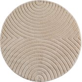 Japandi ART - Rond Scandinavisch Vloerkleed - Laagpolig Effen - Beige- 200 CM Ø