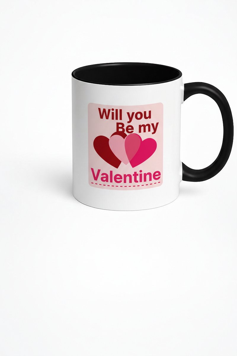 Valentijn Mok 'Will You Be My Valentine' met Roze Harten - Romantisch Cadeau