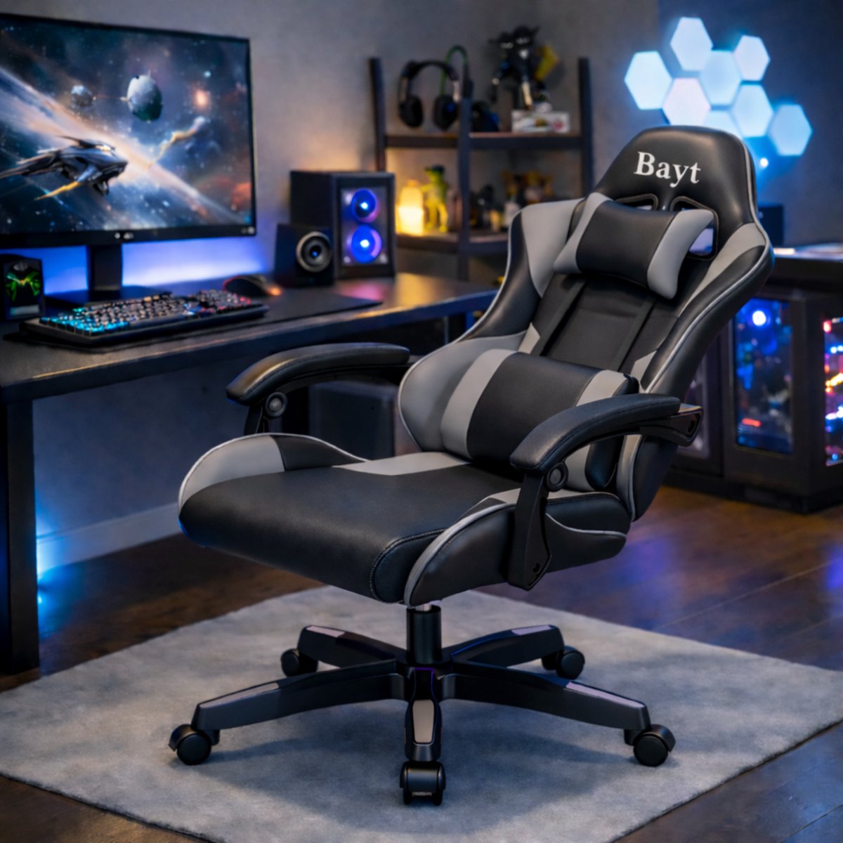 Bayt Gamestoel - Gaming Chair - Gamingstoel - Ergonomische Bureaustoel - Zwart - Verstelbaar – foto 7