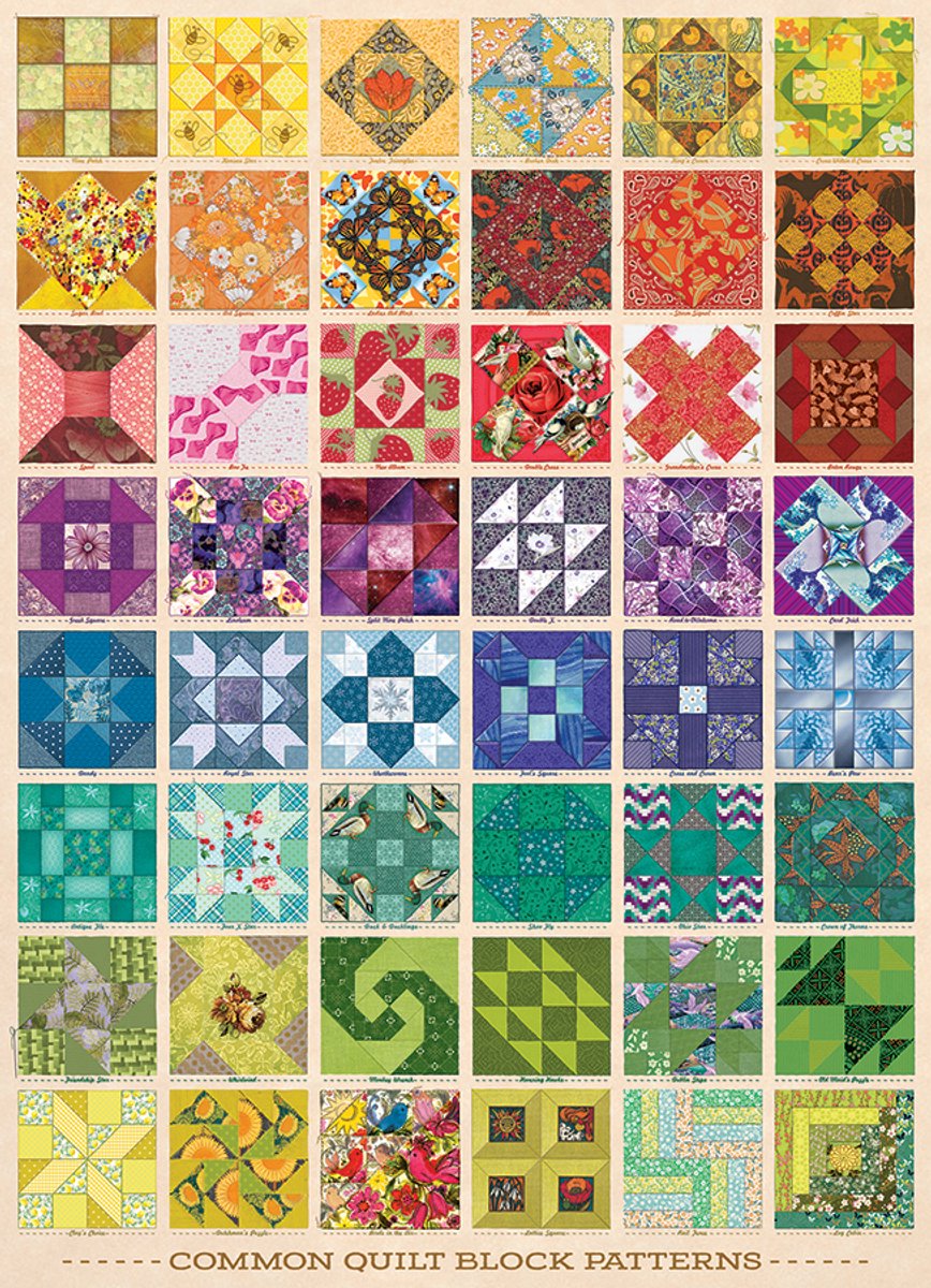 Cobble Hill legpuzzel Quilt Blocks - 1000 stukjes kleurrijk speelgoed.