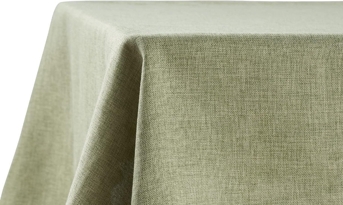 Stunq® Tafelkleed, waterafstotend, linnenlook, vlekbescherming, wasbaar, tuintafelkleed, buitentafelkleed, voor eettafel, groen, 130 x 180 cm