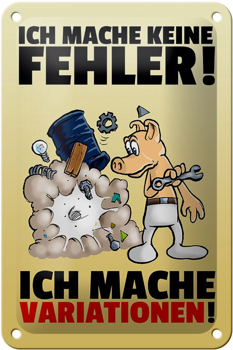 Blechschild Spruch 12x18cm keine Fehler mache Variationen
