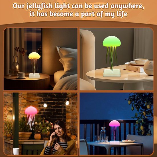 LED Kwallenlamp Nachtlampje RGB Sfeerlamp met Dansende Tentakels en Spraakbesturing voor Kinderen en Woonkamer van Merkloos — afbeelding 2