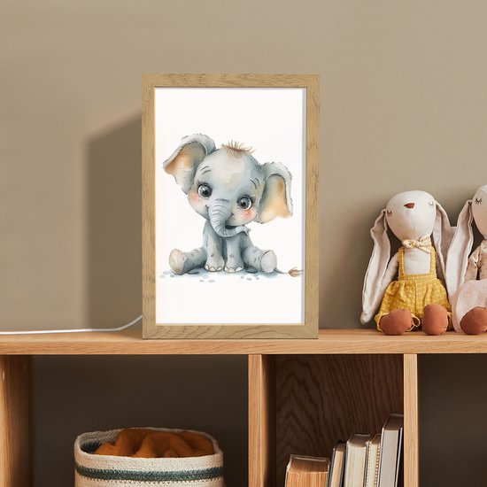 Nachtlampje 20x30 cm - Kinder lamp - Olifant - Baby dier - Tafellamp kinderkamer - Slaapkamer lamp - Bedlamp kinderen - Kinderlampje stopcontact - Wandlamp babykamer - Nachtlampjes van Merkloos — afbeelding 3