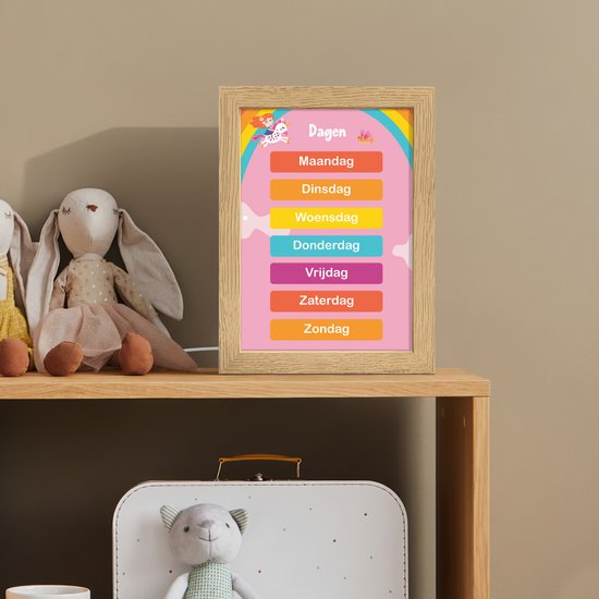 Nachtlampje 15x20 cm - Kinder lamp - Dagen van de week - Educatief - Leren voor kinderen - Roze - Tafellamp kinderkamer - Slaapkamer lamp - Bedlamp kinderen - Kinderlampje stopcontact - Wandlamp babykamer - Nachtlampjes van Decoware — afbeelding 3