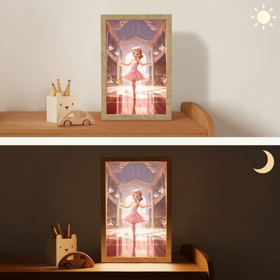 Nachtlampje 20x30 cm - Kinder lamp - Ballerina - Meisjes - Roze - Kinderen - Tafellamp kinderkamer - Slaapkamer lamp - Bedlamp kinderen - Kinderlampje stopcontact - Wandlamp babykamer - Nachtlampjes van Merkloos — afbeelding 4
