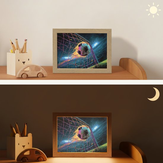 Nachtlampje 20x15 cm - Kinder lamp - Goal - Voetbal - Vuur - Stadion - Tafellamp kinderkamer - Slaapkamer lamp - Bedlamp kinderen - Kinderlampje stopcontact - Wandlamp babykamer - Nachtlampjes van Merkloos — afbeelding 4
