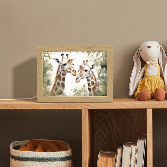 Nachtlampje 20x15 cm - Kinder lamp - Dieren - Giraffe - Bladeren - Kinderen - Tafellamp kinderkamer - Slaapkamer lamp - Bedlamp kinderen - Kinderlampje stopcontact - Wandlamp babykamer - Nachtlampjes van Merkloos — afbeelding 3