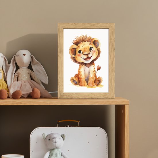 Nachtlampje 15x20 cm - Kinder lampje - Leeuw - Baby dier - Tafellamp kinderkamer - Slaapkamer lamp - Bedlamp kinderen - Kinderlampje stopcontact - Wandlamp babykamer - Nachtlampjes van OnlyWow — afbeelding 3