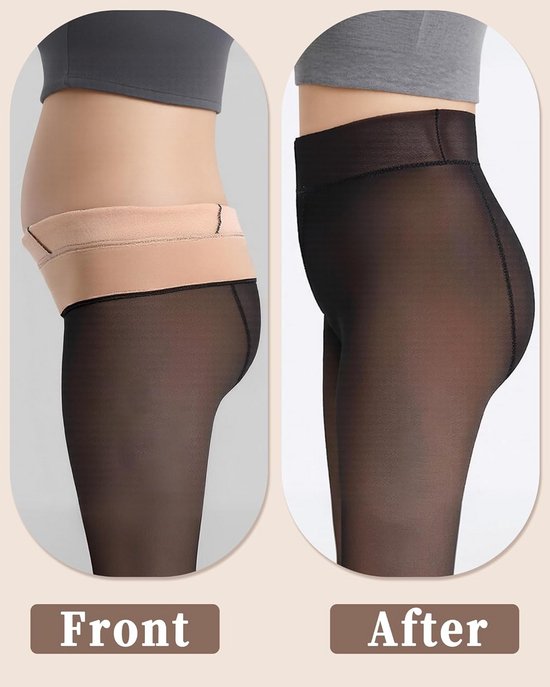 DIKER Thermische panty voor dames, winter, warm gevoerde panty, thermische panty, hoog elastisch, hoog getailleerd, verkrijgbaar in lange maten, zwart, S-M