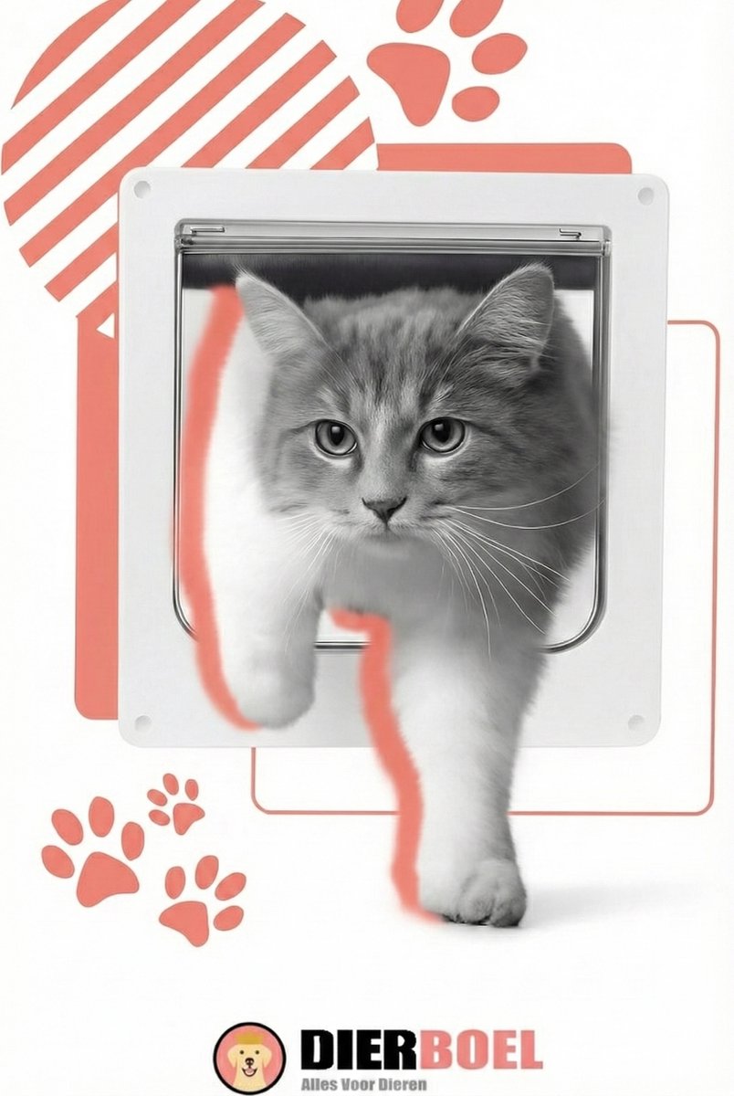 Dierboel Kattenluik Wit Maat L – Tunnel & 4 Vergrendelingen thumbnail 5