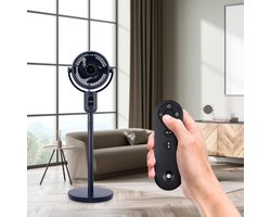 Krachtige Staande Ventilator met 360 Graden Oscillerende Luchtcirculatie en Afstandsbediening