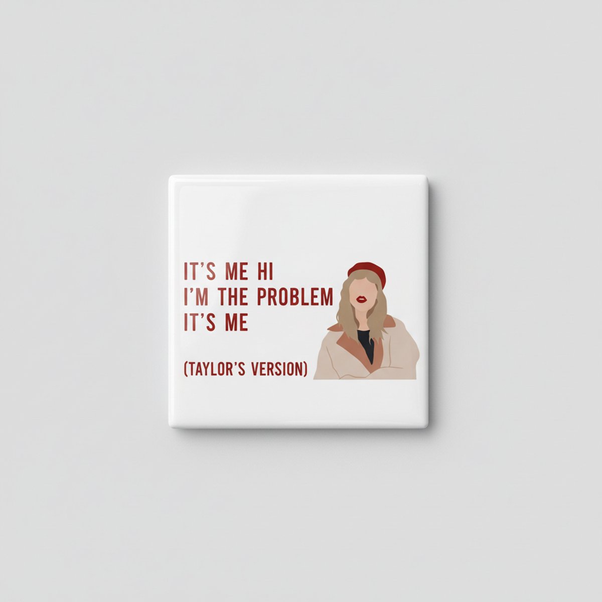 It’s Me, Hi – Grappige Zelfreflectie Quote Tegel 15×15 cm – Minimalistische Aesthetic Illu